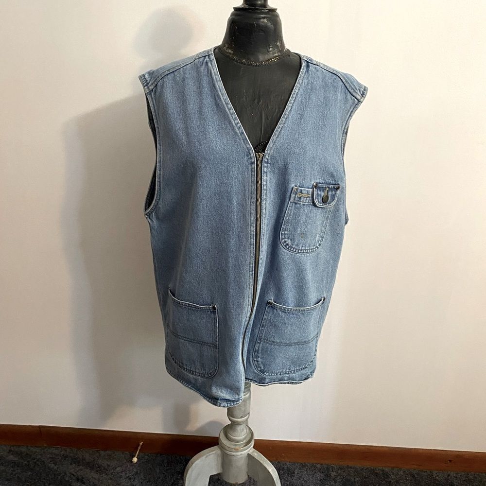 CZ Basic Denim vest zip front, size L
